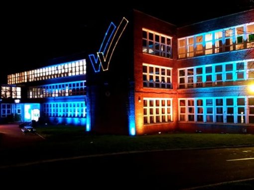 Open nights - exterior lighting and laser projection.