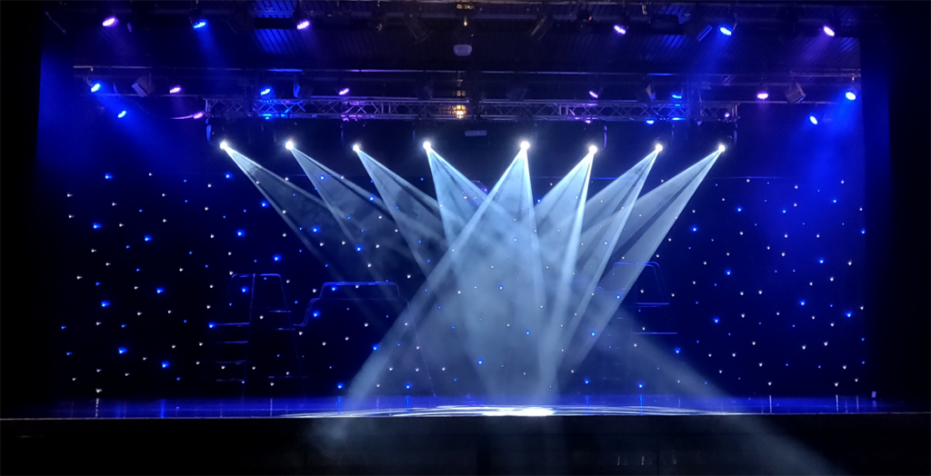 Lighting on a stage for a dance show.